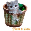 Кашпо декоративное Котенок в корзине